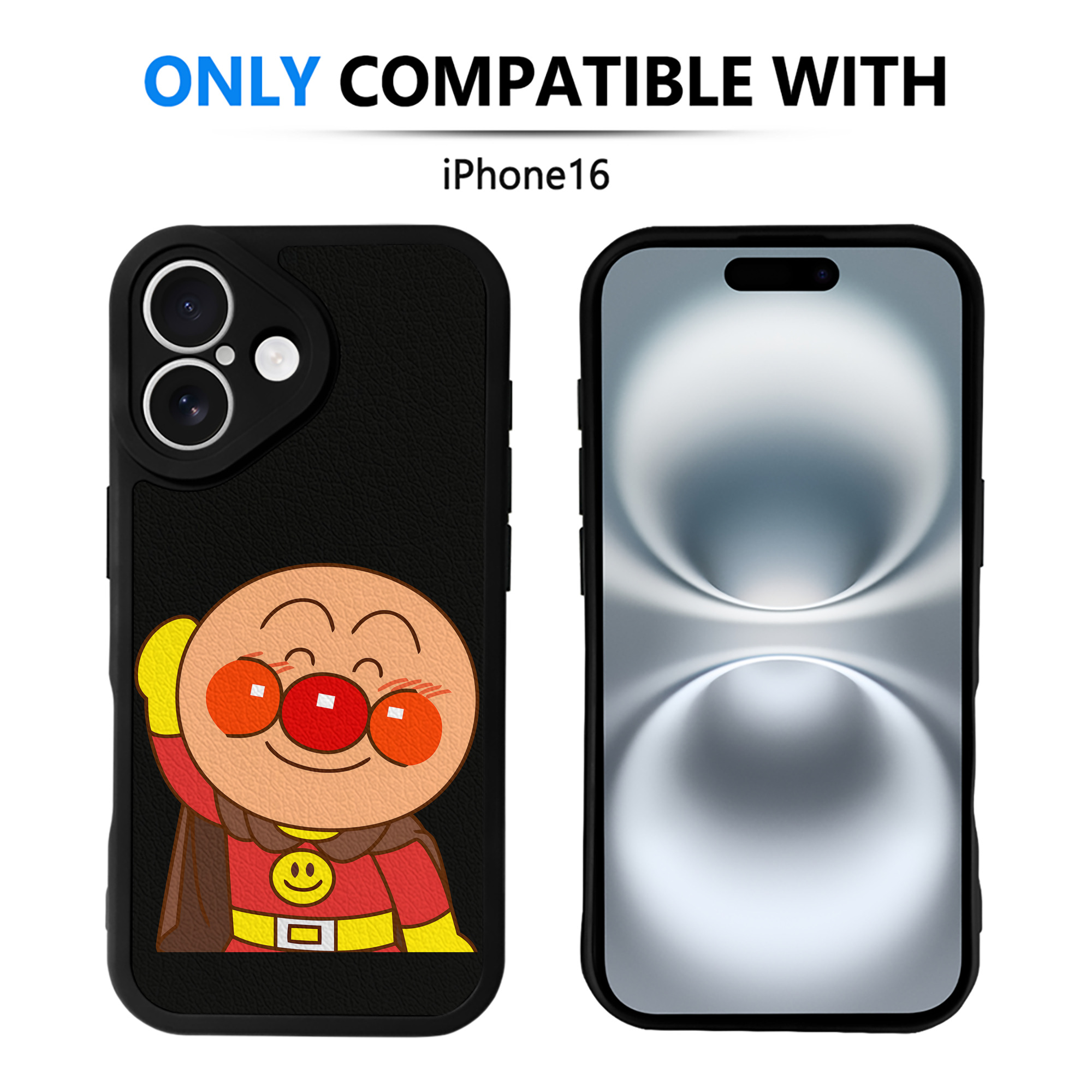 （画像用） アンパンマン Anpanman 【iPhone 16シリーズ対応】シリコンスマホケース（レザー調） 材質：シリコン